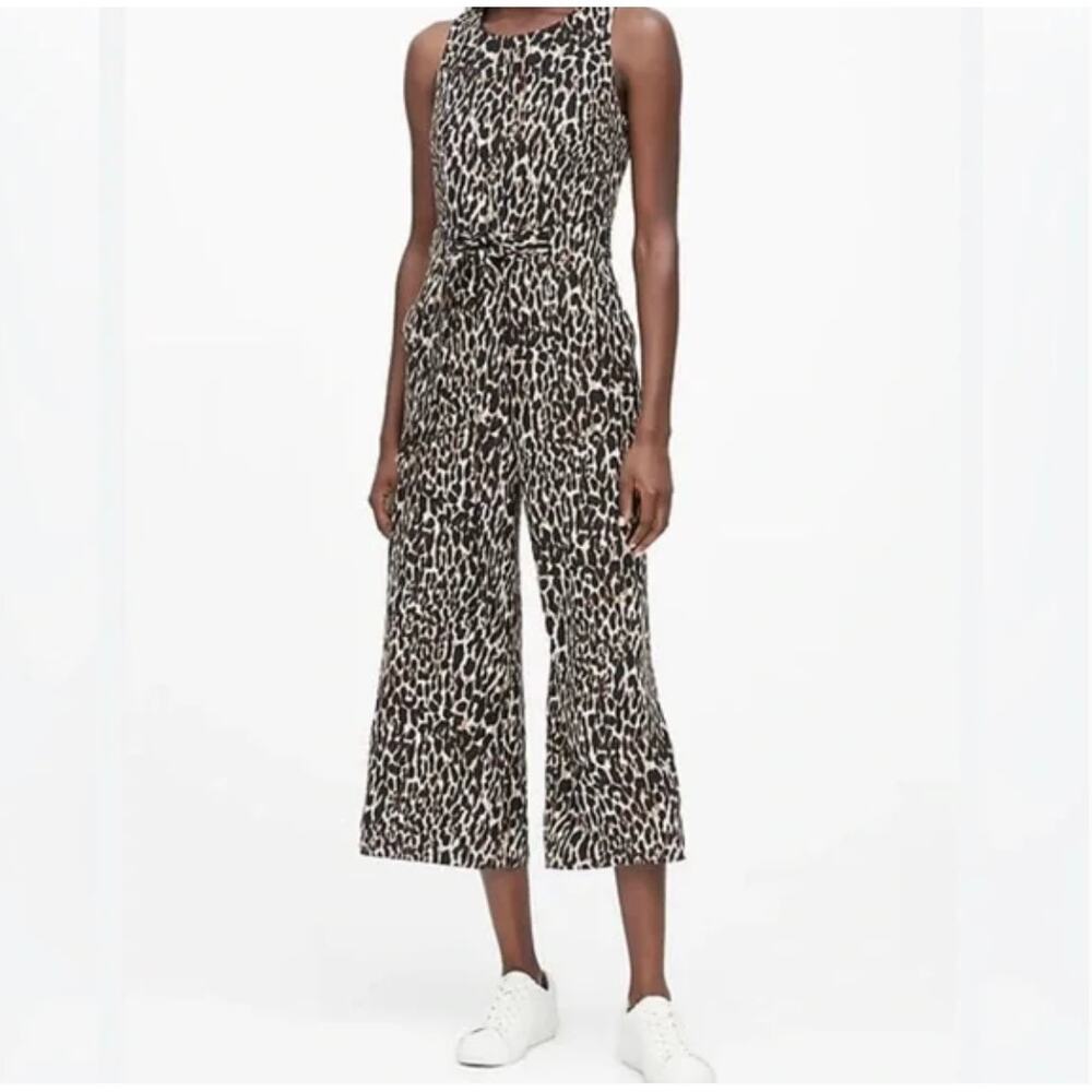 Banana Republic Leopard Animal Print Jumpsuit Petite 4